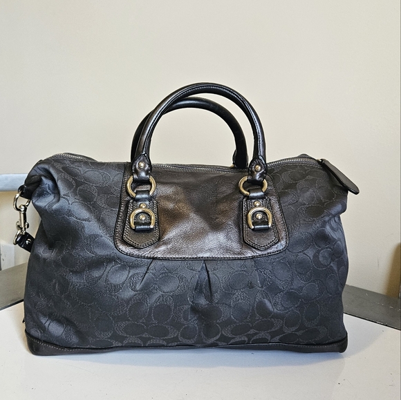 Coach Signature Sateen/Leather Silver and gray Shoulder bag - Picture 3 of 11